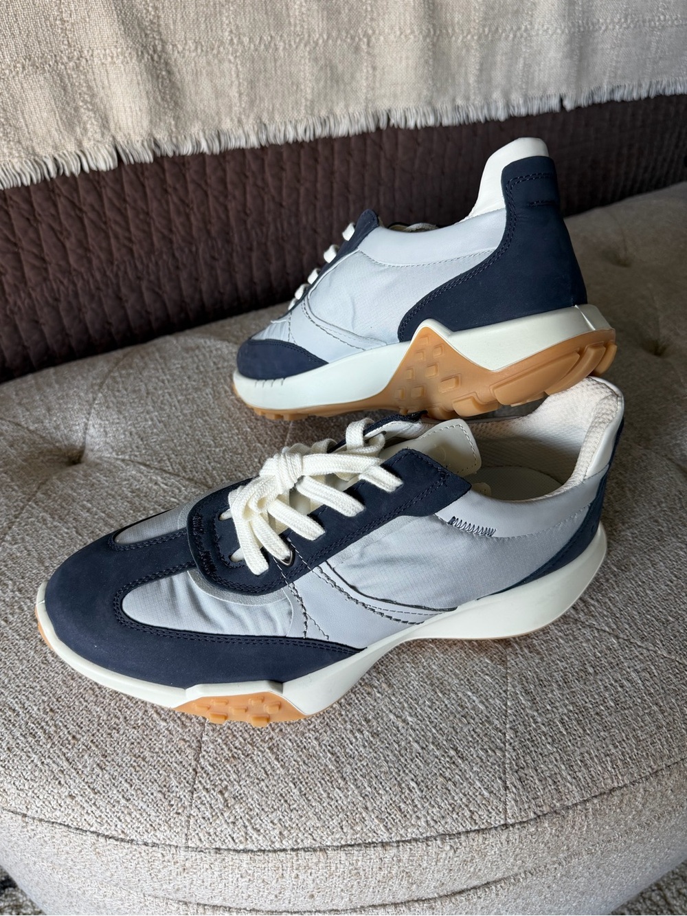 Ecco Women’s Navy and White Sneakers with Gum Outsole - Sz. Euro 41 (sz. 10)